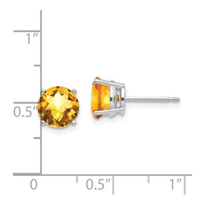 14K White Gold 7mm Citrine Round Stud Earrings – view 4