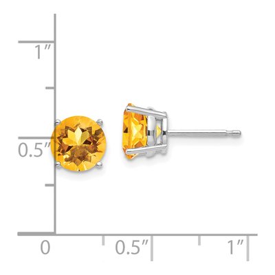 14K White Gold 7mm Citrine Round Stud Earrings – view 5