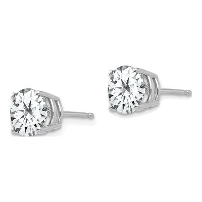 14K White Gold 7mm Round CZ Stud Earrings – view 3