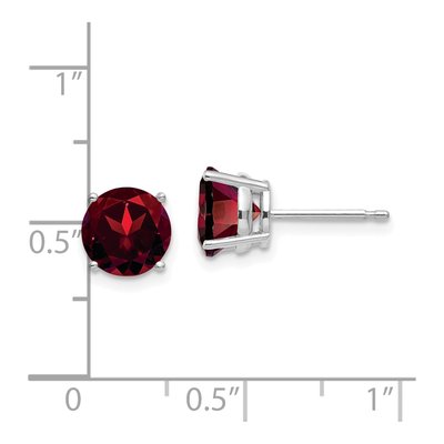 14K White Gold 7mm Garnet Round Stud Earrings – view 5