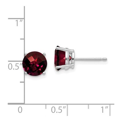14K White Gold 7mm Garnet Round Stud Earrings – view 4