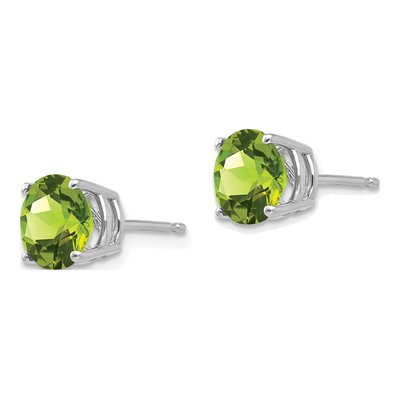 14K White Gold 7mm Peridot Round Stud Earrings – view 3