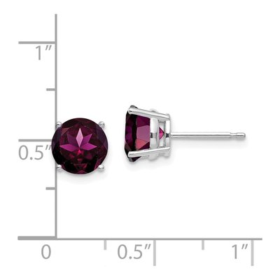 14K White Gold 7mm Round Rhodolite Garnet Stud Earrings – view 4