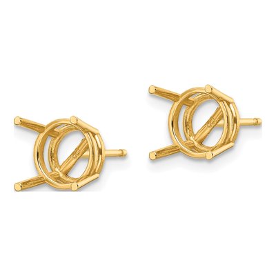 14K Yellow Gold Round Stud Earring Mounting – view 3