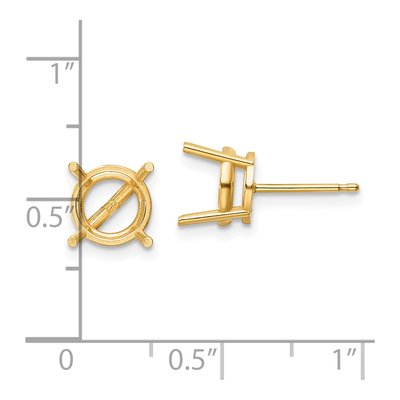 14K Yellow Gold Round Stud Earring Mounting – view 4