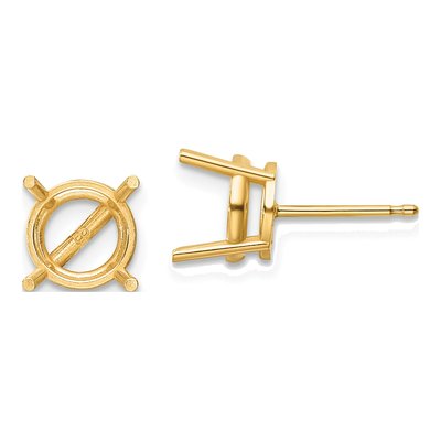 14K Yellow Gold Round Stud Earring Mounting