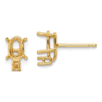 14K Yellow Gold Oval Earring Mounting