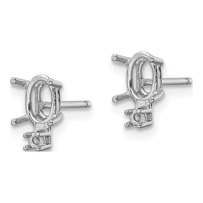 14K White Gold Oval Diamond Earring Mounting – view 3