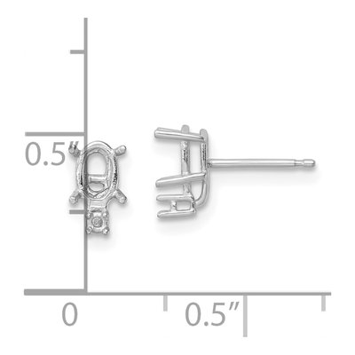 14K White Gold Oval Diamond Earring Mounting – view 4