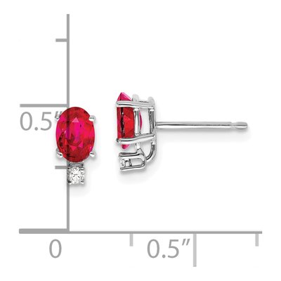 14K White Gold Ruby & Diamond Oval Stud Earrings – view 4