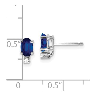 14K White Gold Oval Sapphire & Diamond Post Earrings – view 4
