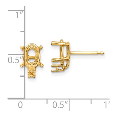 14K Yellow Gold Oval Earring Mounting – view 4