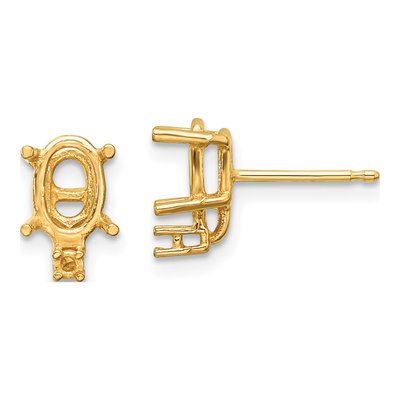14K Yellow Gold Oval Earring Mounting
