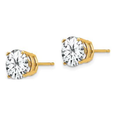 14K Yellow Gold 8mm CZ Round Stud Earrings – view 2