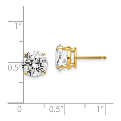 14K Yellow Gold 8mm CZ Round Stud Earrings – view 4
