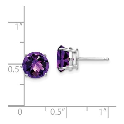 14K White Gold 8mm Amethyst Round Checkerboard Stud Earrings – view 4