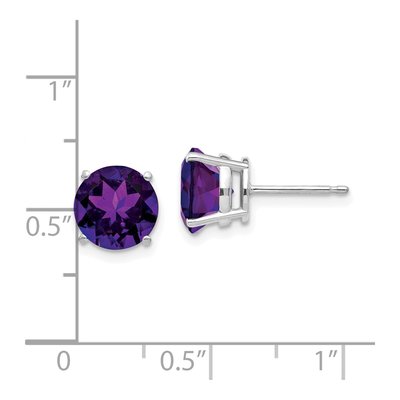 14K White Gold 8mm Amethyst Round Stud Earrings – view 5