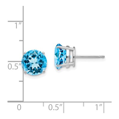 14K White Gold 8mm Swiss Blue Topaz Round Stud Earrings – view 5