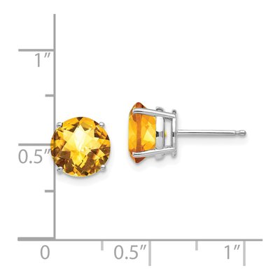 14K White Gold 8mm Citrine Round Checkerboard Stud Earrings – view 4