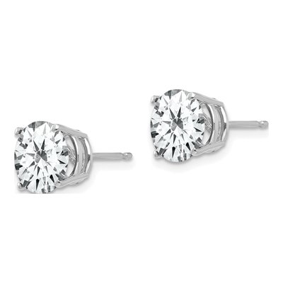 14K White Gold 8mm CZ Round Stud Earrings – view 3