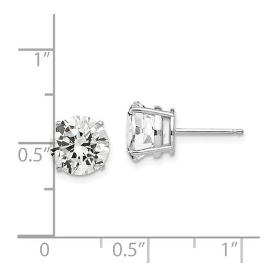 14K White Gold 8mm CZ Round Stud Earrings – view 5