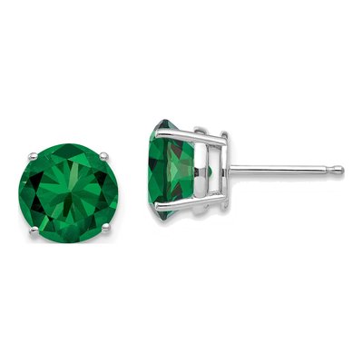 14K White Gold 8mm Round Lab-Created Helenite Mount St Helens Stud Earrings