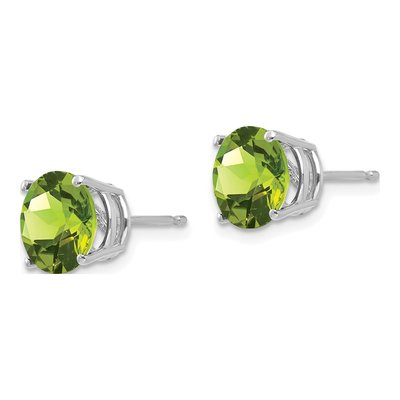 14K White Gold 8mm Peridot Round Stud Earrings – view 2