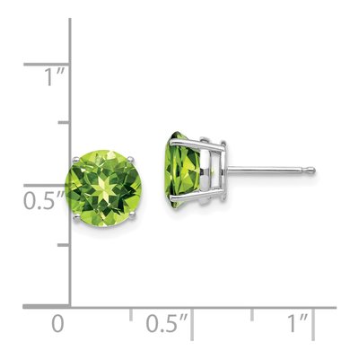 14K White Gold 8mm Peridot Round Stud Earrings – view 4