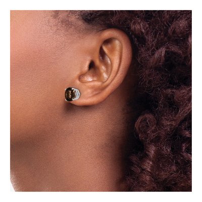 14K White Gold 8mm Round Smoky Quartz Stud Earrings – view 5