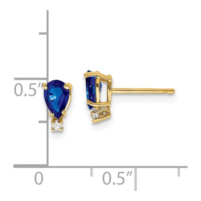 14K Yellow Gold Sapphire & Diamond Pear Stud Earrings – view 4