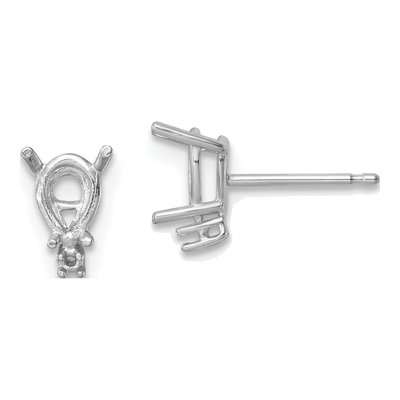 14K White Gold Pear Earring Mounting