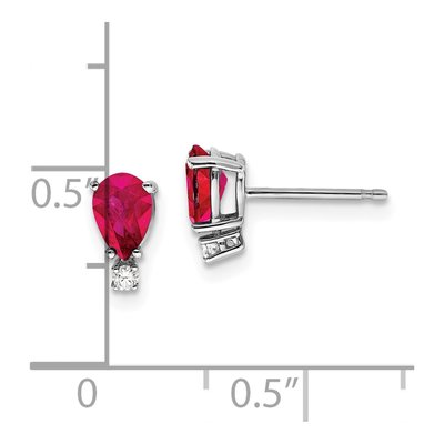 14K White Gold Ruby & Diamond Pear Stud Earrings – view 4