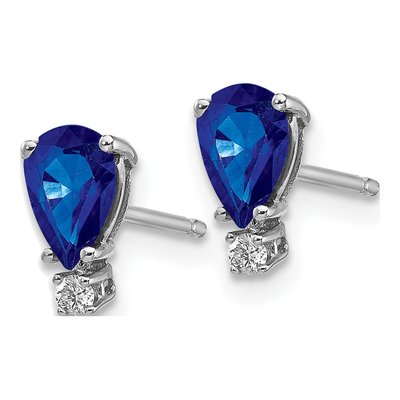 14K White Gold Sapphire & Diamond Pear Stud Earrings – view 2