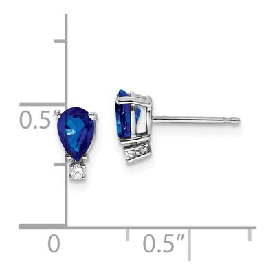 14K White Gold Sapphire & Diamond Pear Stud Earrings – view 4