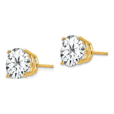 14K Yellow Gold 9mm CZ Round Stud Earrings – view 2
