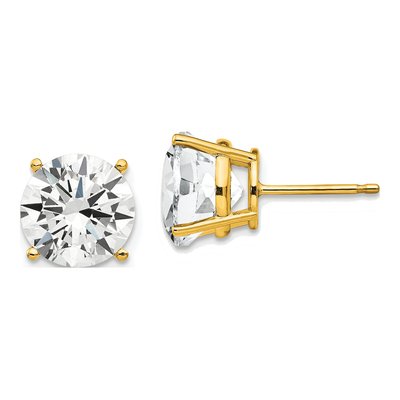 14K Yellow Gold 9mm CZ Round Stud Earrings