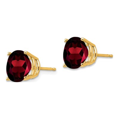 14K Yellow Gold 9mm Garnet Round Stud Earrings – view 2