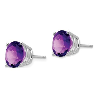 14K White Gold 9mm Amethyst Round Stud Earrings – view 3