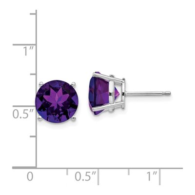 14K White Gold 9mm Amethyst Round Stud Earrings – view 5