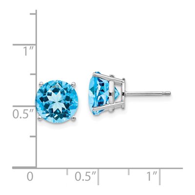 14K White Gold 9mm Swiss Blue Topaz Round Stud Earrings – view 5