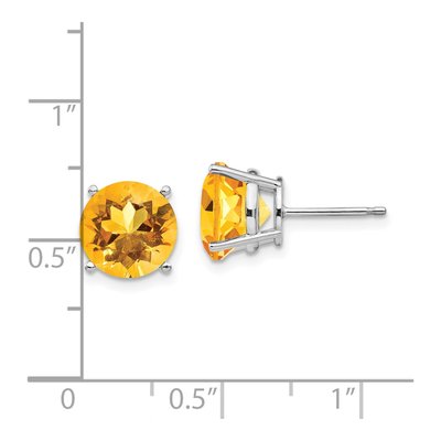 14K White Gold 9mm Citrine Round Stud Earrings – view 4