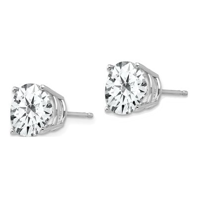 14K White Gold 9mm CZ Round Stud Earrings – view 3