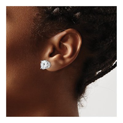 14K White Gold 9mm CZ Round Stud Earrings – view 4