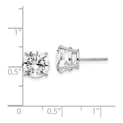 14K White Gold 9mm CZ Round Stud Earrings – view 5
