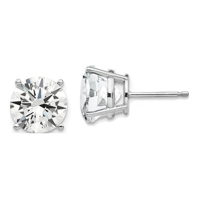 14K White Gold 9mm CZ Round Stud Earrings