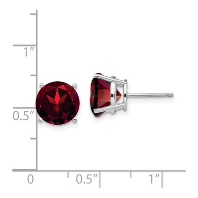 14K White Gold 9mm Garnet Round Stud Earrings – view 4