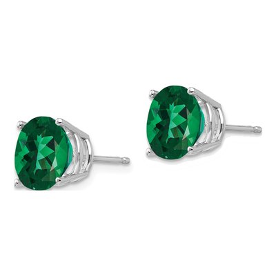 14K White Gold 9mm Round Lab-Created Helenite Mount St Helens Stud Earrings – view 2