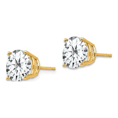 14K Yellow Gold 10mm CZ Round Stud Earrings – view 3