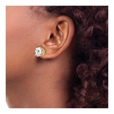 14K Yellow Gold 10mm CZ Round Stud Earrings – view 4
