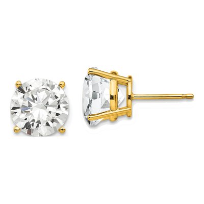 14K Yellow Gold 10mm CZ Round Stud Earrings